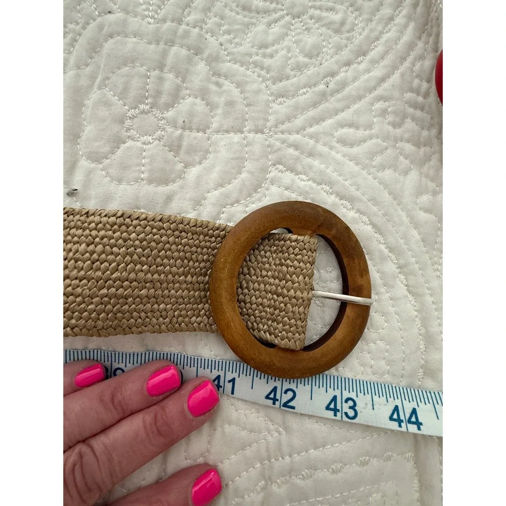 Woven Elastic‎ Stretch Belts Women OS Multi Color Wood Buckle Lot of 4